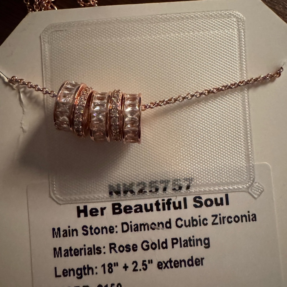 Bomb Party Apr 2025 “Her Beautiful Soul” Rose Gold Cubic Zirconia Necklace